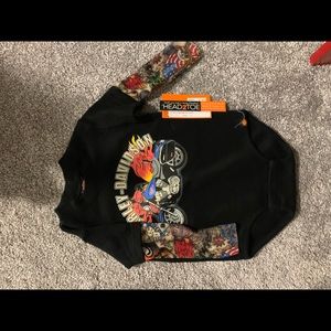 Harley Davidson onesie with tattoo sleeves
